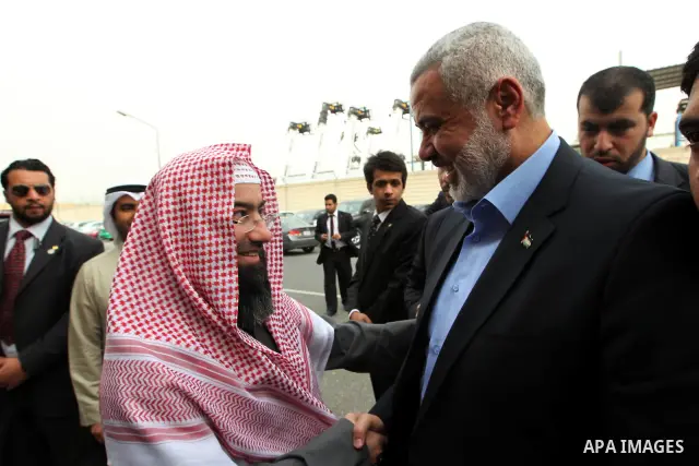 The Hamas prime minister in Gaza, Ismail Haniya, attends a ceremony honouring him at the International Islamic Charitable Organization in Kuwait City on February 8, 2012. Photo by Mohammed Al-Ostaz