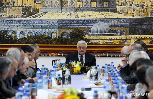 Palestinian President Mahmoud Abbas (Abu Mazen) chairs a meeting of the Palestinian political factions' leaders in the West Bank city of Ramallah, Feb. 9, 2012. Photo by Thaer Ganaim