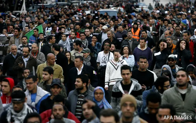 Demonstrators take part in a protest demanding that the army to hand power over to civilians, near the defence ministry in Cairo February 10, 2012. Egypt's religious authorities called on unions and youth groups to scrap...