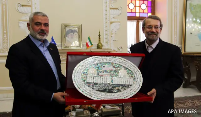 Iran, Vice President of the Republic Mr. Rahimi, meets with prime minister of the Gaza strip and leading member of the Hamas movement, Ismail Haniyeh, in Tehran, Iran, 12 February 2012. Haniyeh arrived on 10 February to...