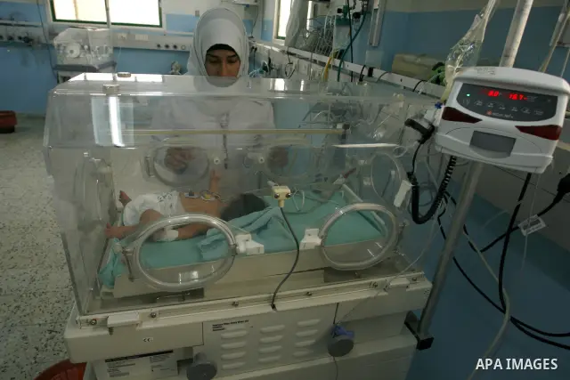 Premature babies receive treatment in the Nasser hospital in Khan Younis, southern Gaza Strip on February 15, 2012 as the hospital suffer from running out of fuel. Palestinian Ministry of Health in Gaza, calls for the Ar...