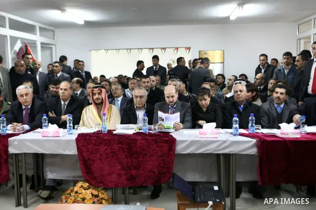 Palestinian Prime Minister, Salam Fayyad, during the ceremony to open the project for lighting and solar-powered to Wadee El-Nar in the West bank city of Hebron, Feb.15, 2012 . Photo by Mustafa Abu Dayeh