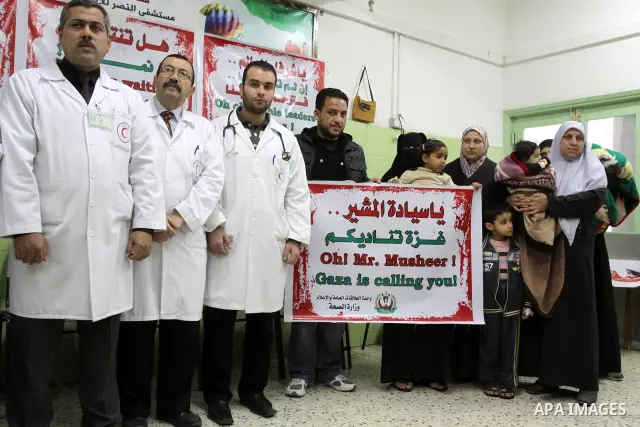 A Palestinian doctors in the al Naser Hospital of the Children, deliver speech in a press conference talking about the risks blackout in the Hospital in Gaza City, On Feb. 19, 2012. Photo by Mohammed Asad