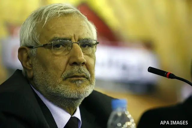 Egyptian Abed al-Monaem Abu al-Fatouh, one of the most popular presidential candidates in Egypt, speaks to media during a press conference at his house in al-Samman neighbourhood in Cairo on Feb. 21,2012. Abu al-Fatouh w...