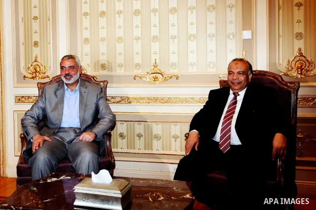 Hamas prime minister Ismail Haniyeh, visits Saad Katatni head of the Egyptian parliament and confirmed that Gaza had agreed on a deal with Egypt to boost the Gaza Strip's energy supply after continued power cuts. Photo b...