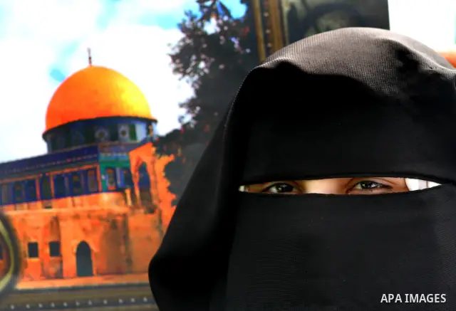 Palestinian women gather as they protest in Gaza City on February 26, 2012, two days following violence in the flashpoint Al-Aqsa mosque compound in Jerusalem's Old City, between Israeli forces and Palestinians. The unre...