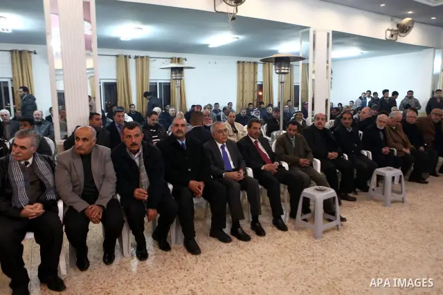 Palestinian Prime Minister, Salam Fayyad, attends funeral of Talat Ramia in the West Bank town of Al-Ram, near Jerusalem, on Feb. 26, 2012. Photo by Mustafa Abu Dayeh
