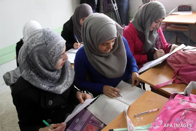 Palestinian students learn in the school Nahr al-Bared Palestinian refugee camp in Beirut, in Lebanon, March 6, 2012. About 25,000 person live in this poor refugee camp who face hard and difficult life. Photo by Mohammed...