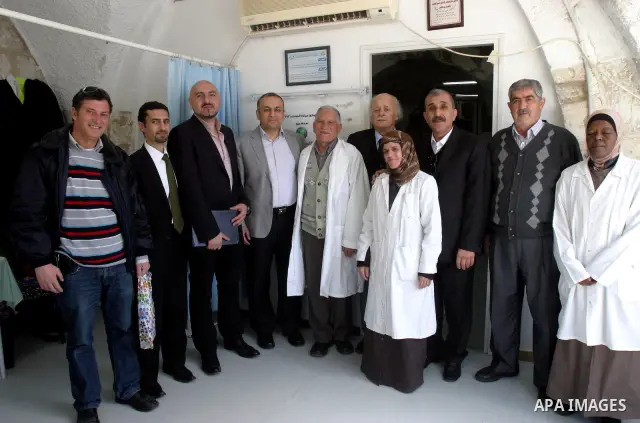 Director of the Arab Center, Adnan Arafa, and Director General of Palestinian Telecommunication Group, Paltel, inaugurate a section of the Medical Center in Al-Aqsa Mosque compound in Jerusalem, March 07, 2012. Photo by...