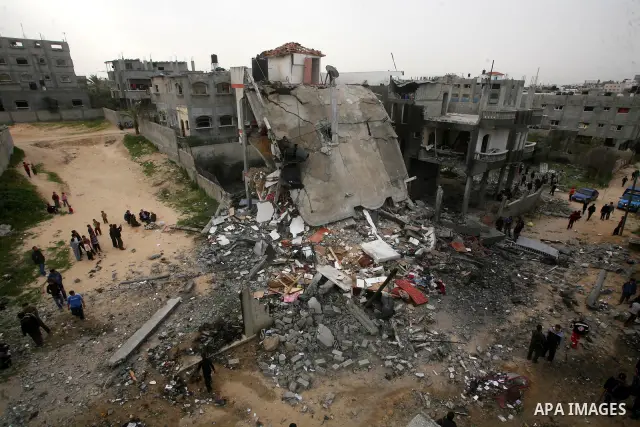 A general view shows the destruction after an Israeli air strike on a building in the northern Gaza Strip refugee camp of Jabalia on March 12, 2012. Israel launched a spate of air strikes killing at least two Palestinian...