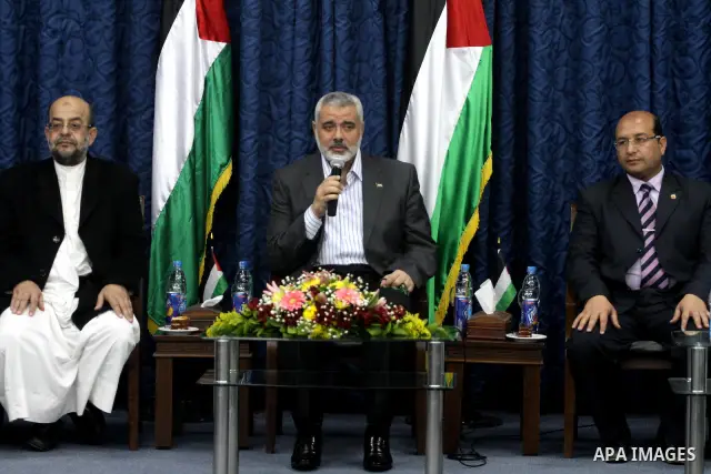 Palestinian Prime Minister in Gaza Strip, Ismail Haniyeh, receives convoy of "Miles of Smiles 10" in his office in Gaza City on Mar. 13, 2012. Photo by Mohammed Asad