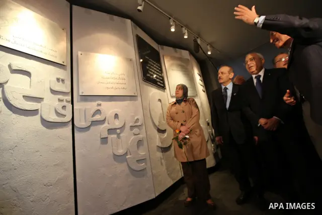 Palestinian Prime Minister Salam Fayyad, attends opening of the Al- Barwa garden and the Mahmoud Darwish Museum, in the West Bank City of Ramallah, on Mar. 13, 2012. Photo by Mustafa Abu Dayeh