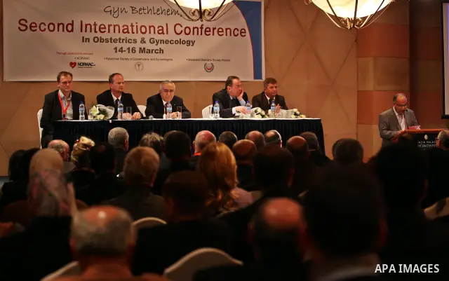 Palestinian Prime Minister Salam Fayyad, openning of the Second International Conference of the surgery, gynecology and obstetrics in the West Bank City of Bethlehem, on Mar. 14, 2012. Photo by Mustafa Abu Dayeh.