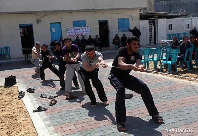 Palestinian prisoners enjoy in a Hamas-run jail during "entertainment Day" by Supervision of the Red Cross in Gaza City on Mar. 22, 2012. Photo by Ashraf Amra