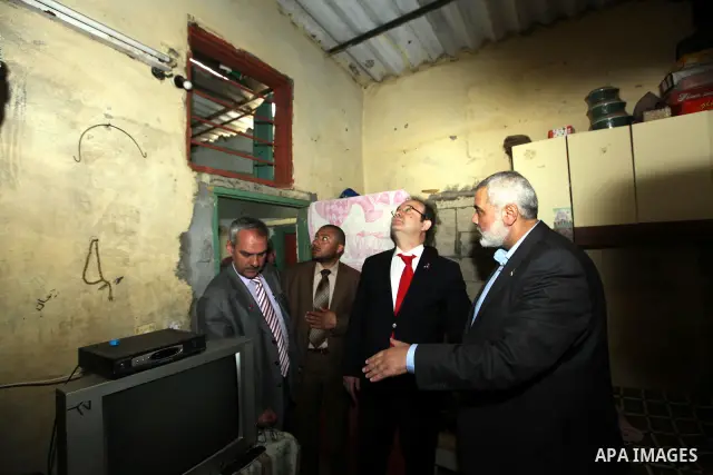 Palestinian Prime Minister in Gaza Strip, Ismail Haniyeh, receives Turkish delegation from "Teka" Foundation in Gaza City on Mar. 28,2012. Photo by Ahmed Shaat