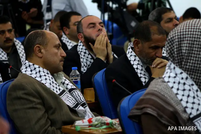 Members of Egyptian parliamentary delegation During a visit to the Palestinian Legislative Council in gaza City, on March 28, 2012. The delegation is on a solidarity visit with the Palestinian people to the Hamas-run Gaz...