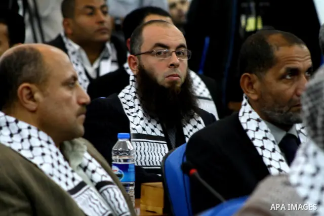 Members of Egyptian parliamentary delegation During a visit to the Palestinian Legislative Council in gaza City, on March 28, 2012. The delegation is on a solidarity visit with the Palestinian people to the Hamas-run Gaz...