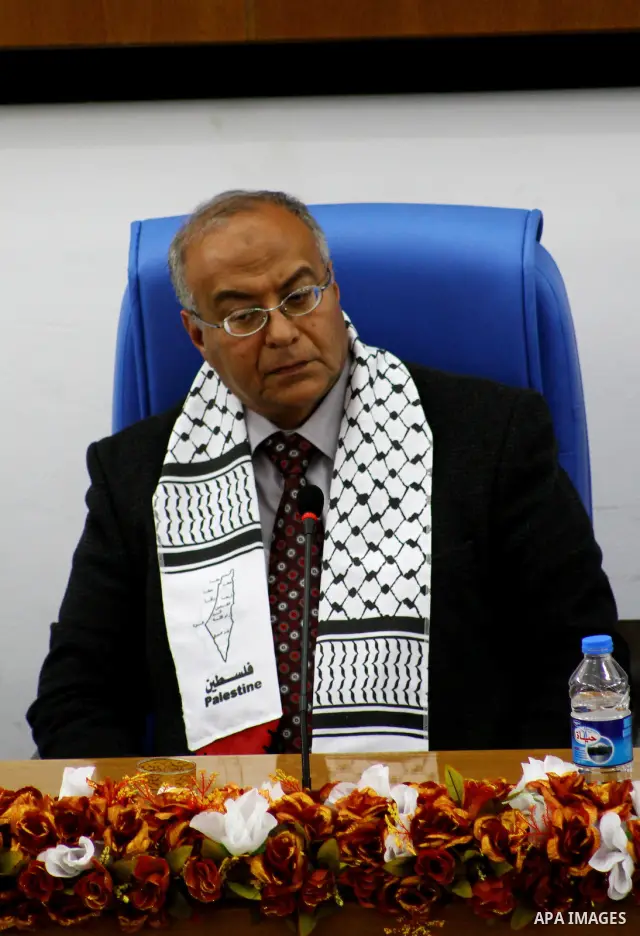 Mohamed Salah Idris, Chairman of the Arab Affairs Committee in the Egyptian Parliament, during a visit to the Palestinian Legislative Council in gaza City, on March 28, 2012. The delegation is on a solidarity visit with...