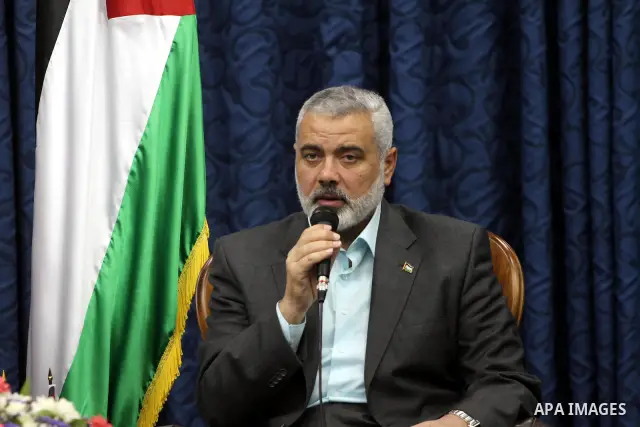 Palestinian Prime Minister in Gaza Strip, Ismail Haniyeh, receives members of Egyptian parliamentary delegation in Gaza City, on March 29, 2012. The delegation is on a solidarity visit with the Palestinian people to the...