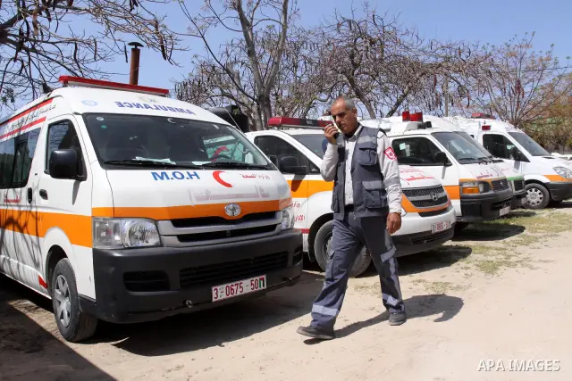 A general view, for Palestinian ambulance, stopped walking because it run out of fuel in Gaza City, Apr. on 01, 2012. Photo by Mohammed Asad