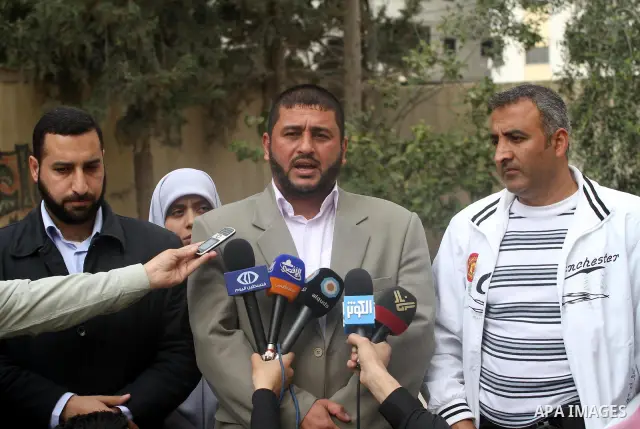 Palestinian official speaks during press conference in Gaza City on Apr. 01, 2012. Photo by Mohammed Asad