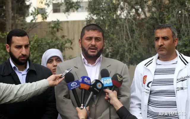 Palestinian official speaks during press conference in Gaza City on Apr. 01, 2012. Photo by Mohammed Asad