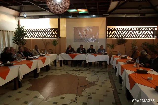 The Palestinian Freedoms Committee, during a press conference in Gaza city on Apr. 03, 2012. Photo by Mohammed Asad