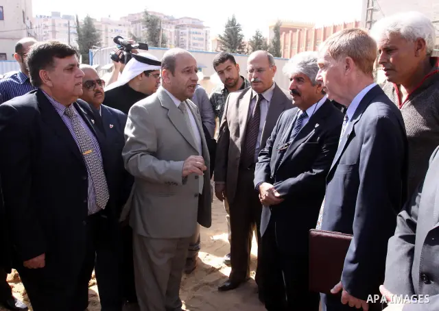 Bahraini delegation visit projects for building schools in Tel Al-Hawa in Gaza City, on April, 10, 2012. Photo by Mohammed Asad