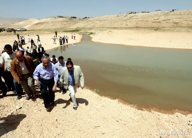 Palestinian Prime Minister, Salam Fayyad attends the opening celebration of Al-Ouja dam in the outskirts of the West Bank Jordan Valley, April 16, 2012. Photo by Mustafa Abu Dayeh