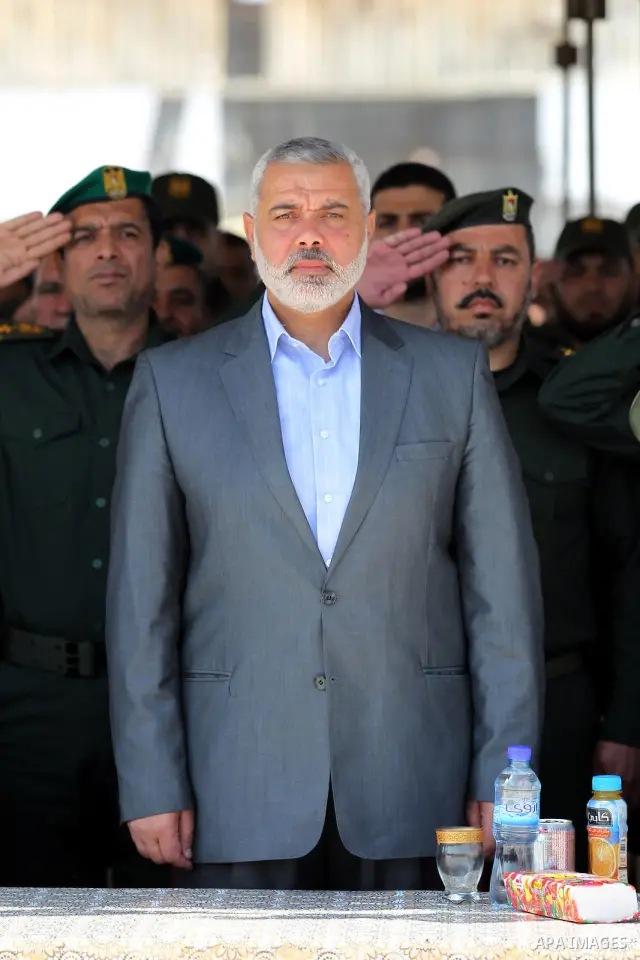 Palestinian Prime Minister in Gaza Strip, Ismail Haniya attends a graduation ceremony from a military course "Martyrs of Homeland Security" in Gaza City, on April, 19, 2012.. Photo by Ahmad Shaat