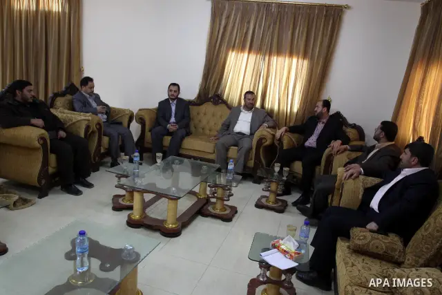 Palestinian Interior Minister in Gaza Strip, Fathi Hammad, meets with delegation from the Journalists' Syndicate, in Gaza City on April, 19, 2012. Photo by Mohammed Asad