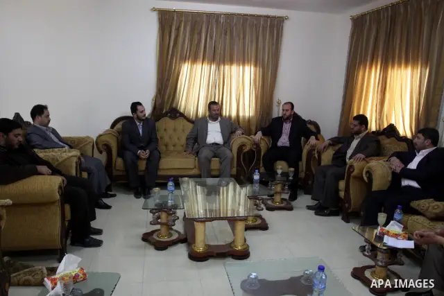 Palestinian Interior Minister in Gaza Strip, Fathi Hammad, meets with delegation from the Journalists' Syndicate, in Gaza City on April, 19, 2012. Photo by Mohammed Asad