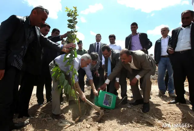Palestinian prime minister Salam Fayyad during an inspecting visit in Tobas governorate and outskirts of the West Bank Jordan Valley. on April 19, 2012. Photo by Mustafa Abu Dayeh