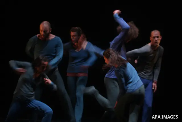 Members of Swiss dance company BalletBoyz present their show 'The Talent' during the opening ceremony of the seventh Ramallah Contemporary Dance Festival (RCDF), at the Ramallah Culture Palace, in the West Bank town of R...