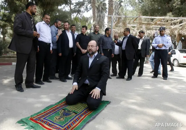 Hamas representative in Lebanon, Ali Baraka, arrives to the Rafah border crossing in the southern Gaza Strip on May. 03, 2012. Photo by Eyad Al Baba