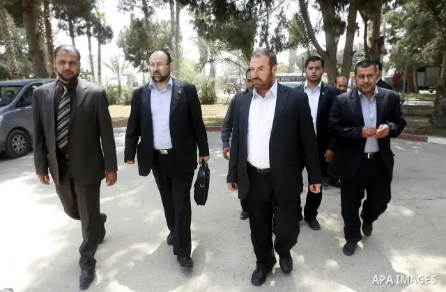 Hamas representative in Lebanon, Ali Baraka, arrives to the Rafah border crossing in the southern Gaza Strip on May. 03, 2012. Photo by Eyad Al Baba