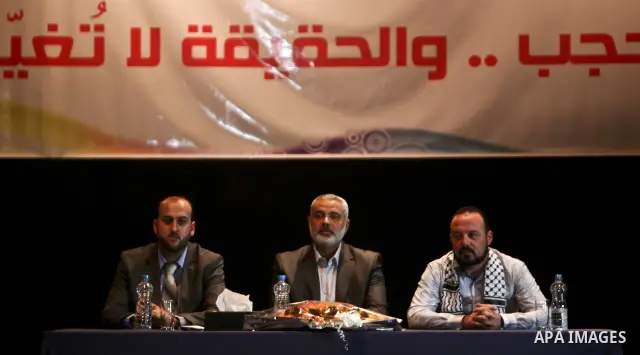 Palestinian Prime Minister in Gaza Ismail Hanyeh, participat in Ceremony on World Press Freedom Day, in Gaza city, on May 03, 2012. Photo by Ali Jadallah