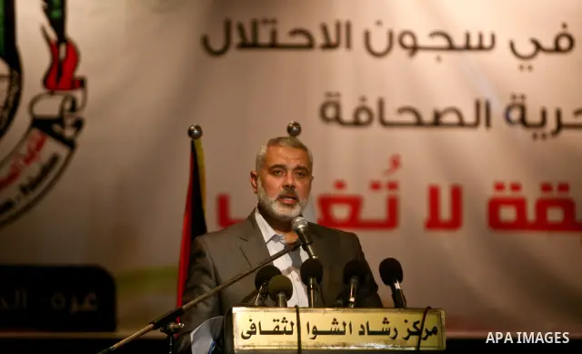 Palestinian Prime Minister in Gaza Ismail Hanyeh, participat in Ceremony on World Press Freedom Day, in Gaza city, on May 03, 2012. Photo by Ali Jadallah