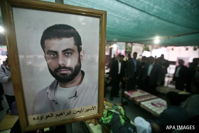 Palestinian Prime Minister in Gaza Ismail Hanyeh, visits Palestinians participat at hunger striking during a sit-in tent held by Palestinian released prisoners, solidarity with Palestinian prisoners held in Israeli jails...