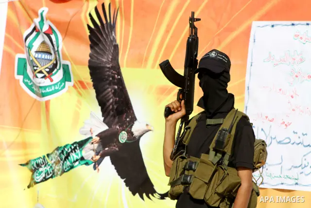 Members of al-Nasser Salah el dein brigades, during a sit-in solidarity protest with hunger striking Palestinian inmates of Israeli prisons, in Gaza City, Gaza Strip, on 04 May 2012. Protests continued in solidarity with...