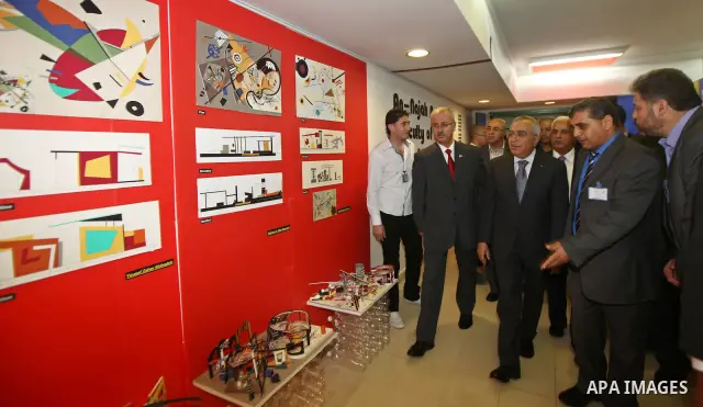 Palestinian Prime Minister, Salam Fayyad, attends opening of the exhibition of Fine Arts at An-Najah University National, in the West Bank town of Nablus, May 6, 2012. Photo by Mustafa Abu Dayeh
