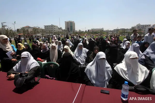 Palestinians take part in a rally in Gaza City ahead of Nakba May 9, 2012. On May 15 Palestinians will mark "Nakba," or catastrophe, of Israel's founding in a 1948 war, when hundreds of thousands of their brethren fled o...