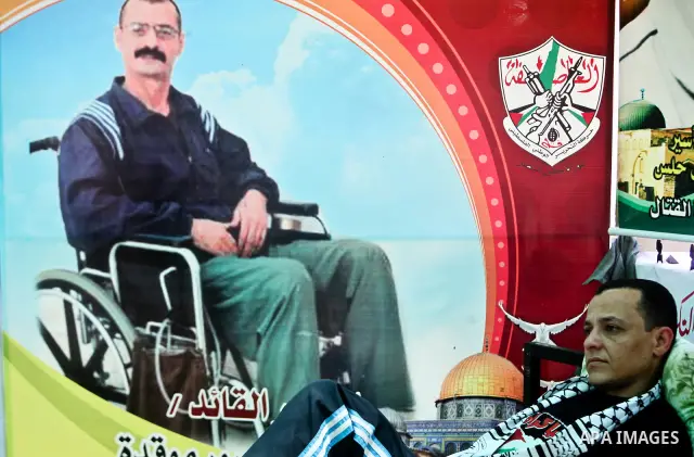 Palestinians gather in the protest tent in Gaza City in support of more than a thousand prisoners who are on an open-ended hunger strike in Israeli jails on May 11, 2012. At least 1,550 Palestinian prisoners are now on h...
