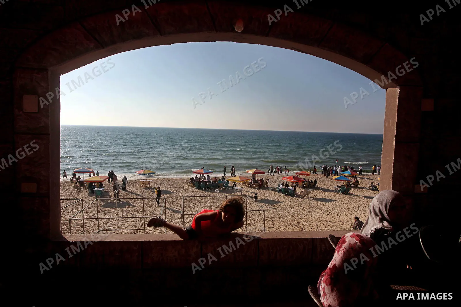 Palestinians enjoy beach in a newly-opened touristic resort in Khan Yunis, south of the Gaza Strip, on May 12, 2012. Photo by Ashraf Amra