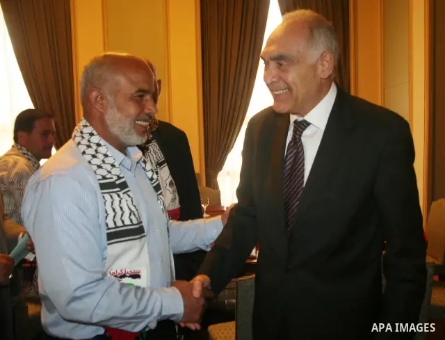 Palestinians delegation of released prisoners meet with Egyptian Foreign Minister Mohammed Kamel Amr in Egypt on May 12, 2012. Photo by Emad Ashtawy