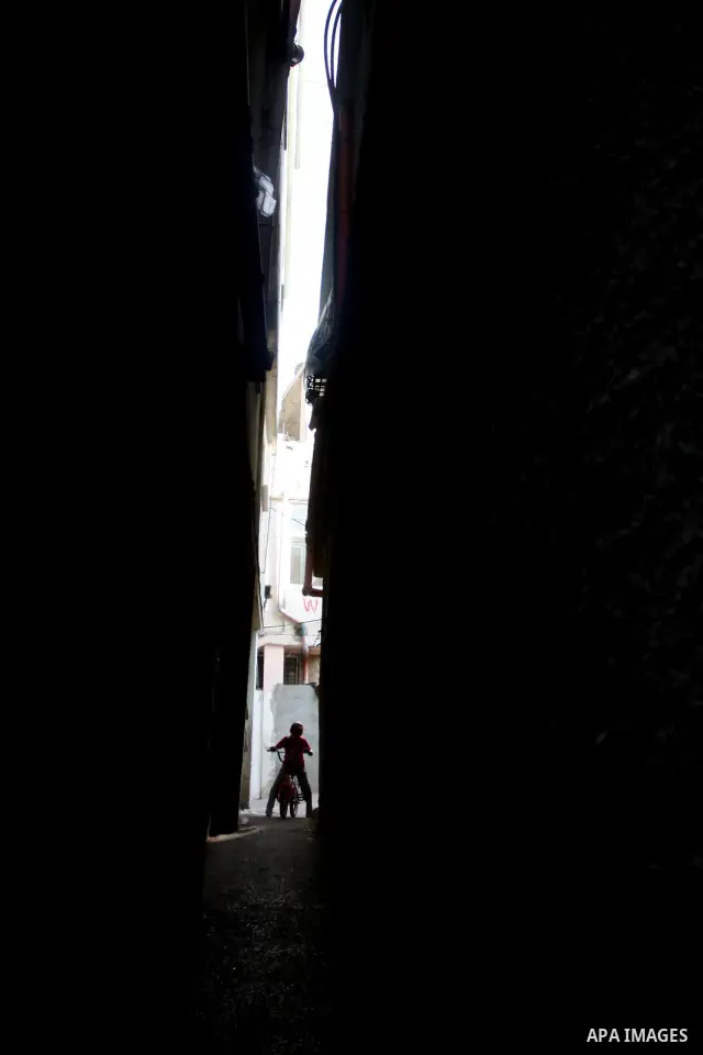Palestinian refugee child plays outside his home, a day before Palestinians mark the 'Nakba' Day (Day of the catastrophe), in the Al amari refugee camp in the West Bank City of Ramallah on 14 May 2012. 'Nakba' Day for th...