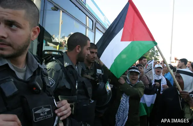 Israeli security forces on high alert for violence, as Palestinians gather at the Damascus Gate for a 'Nakba Day' rally and march in East Jerusalem, 15 May 2012. Palestinians mark the Nakba, or the 'catastrophe', of isra...
