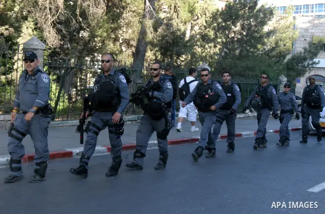 Israeli security forces on high alert for violence, as Palestinians gather at the Damascus Gate for a 'Nakba Day' rally and march in East Jerusalem, 15 May 2012. Palestinians mark the Nakba, or the 'catastrophe', of isra...