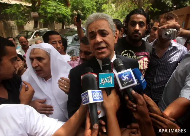 Egyptian presidential candidate Hamdeen Sabahi during a press conference after casting his ballot in the first round of Egypt's presidential elections, at a polling station in Cairo, Egypt, 23 May 2012. Egyptian voters,...