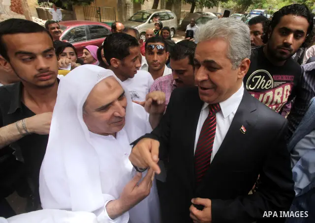Egyptian presidential candidate Hamdeen Sabahi after casting his ballot during the first round of Egypt's presidential elections, at a polling station in Cairo, Egypt, 23 May 2012. Egyptian voters, on 23 May, queued at p...